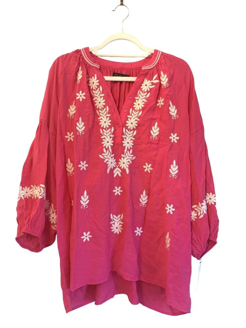 NWT Calessa Pink Embroidered Tunic Shirt Size 1X [jb]